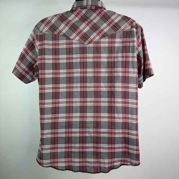 Wrangler Shirt Mens Large Western Pearl Snap Rodeo Short Sleeve Plaid - Picture 3 of 6